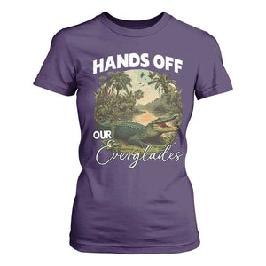 Hands Off Our Everglades T Shirt For Women Vintage Alligator Swamp TS02 Purple Print Your Wear