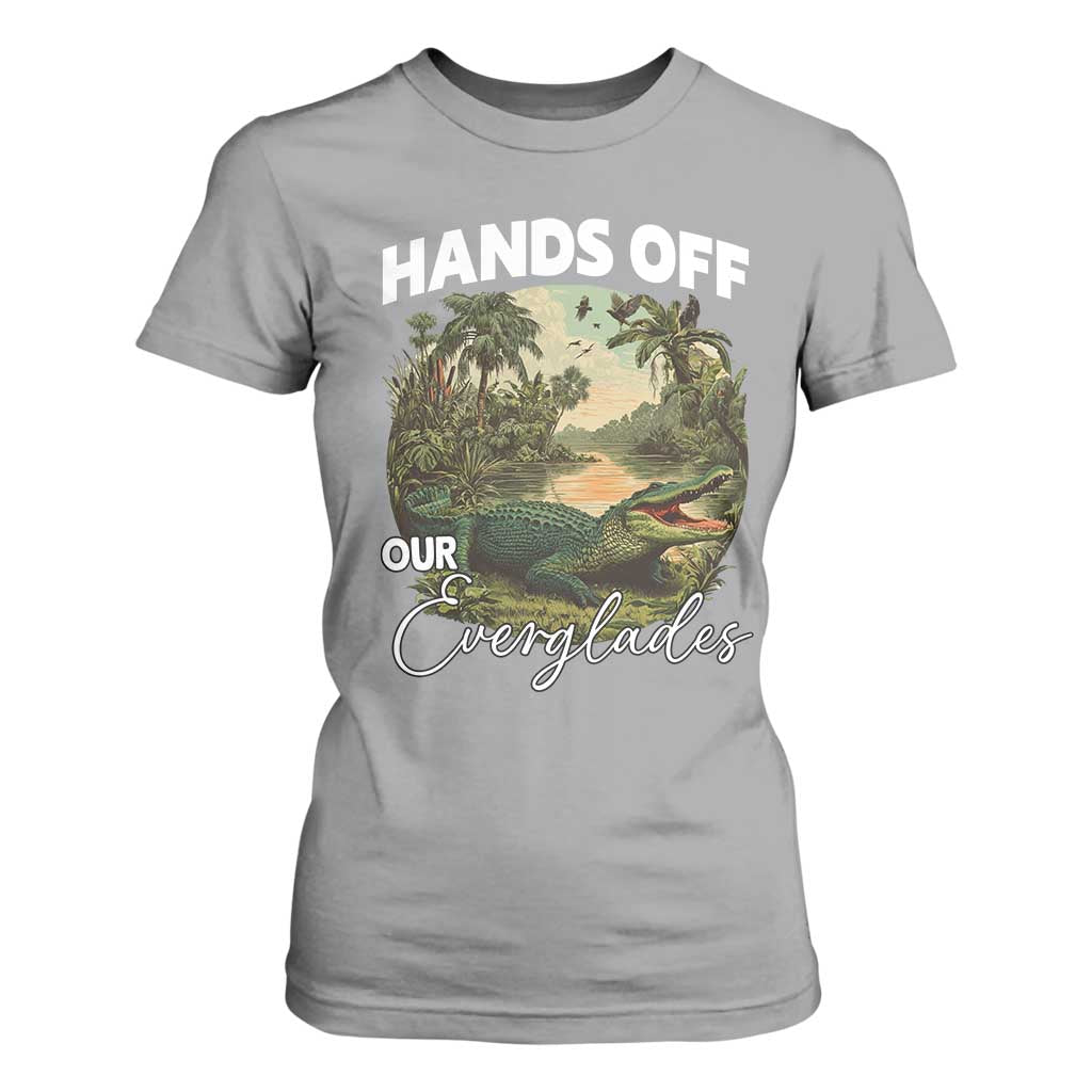 Hands Off Our Everglades T Shirt For Women Vintage Alligator Swamp TS02 Sport Gray Print Your Wear