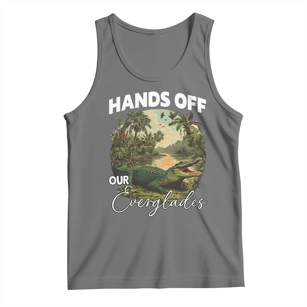 Hands Off Our Everglades Tank Top Vintage Alligator Swamp TS02 Black Heather Print Your Wear