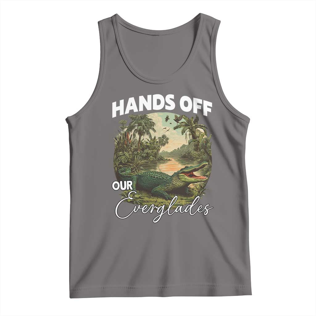 Hands Off Our Everglades Tank Top Vintage Alligator Swamp TS02 Deep Heather Print Your Wear