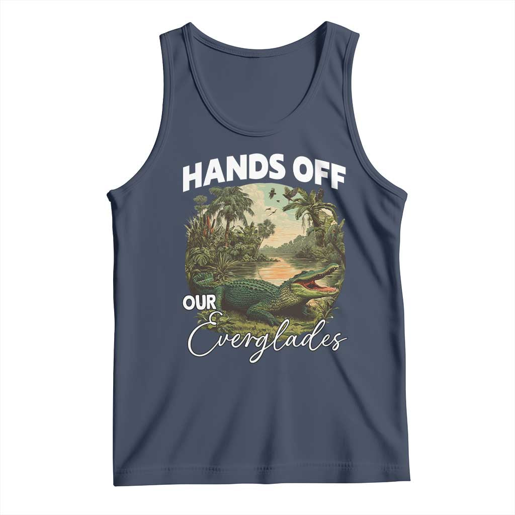 Hands Off Our Everglades Tank Top Vintage Alligator Swamp TS02 Navy Print Your Wear