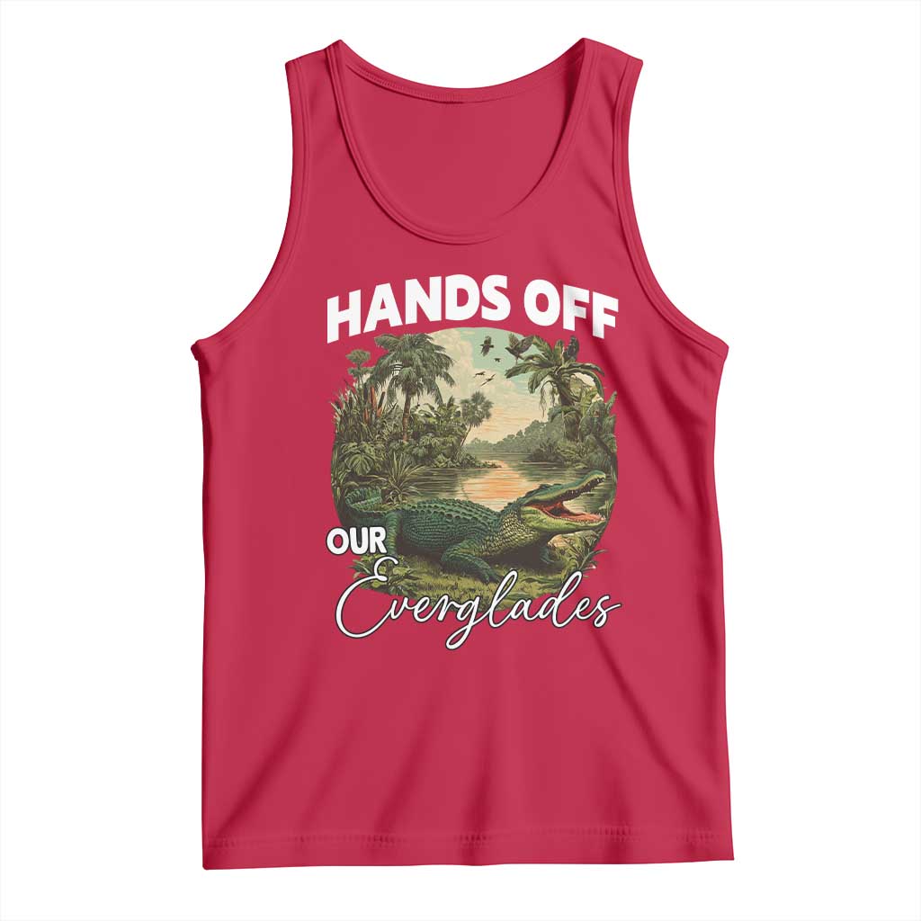 Hands Off Our Everglades Tank Top Vintage Alligator Swamp TS02 Red Print Your Wear