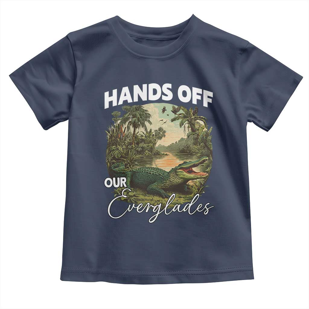 Hands Off Our Everglades Toddler T Shirt Vintage Alligator Swamp TS02 Navy Print Your Wear