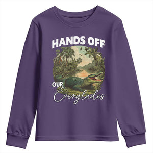 Hands Off Our Everglades Youth Sweatshirt Vintage Alligator Swamp TS02 Purple Print Your Wear