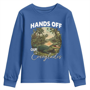 Hands Off Our Everglades Youth Sweatshirt Vintage Alligator Swamp TS02 Royal Blue Print Your Wear