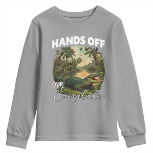 Hands Off Our Everglades Youth Sweatshirt Vintage Alligator Swamp TS02 Sport Gray Print Your Wear