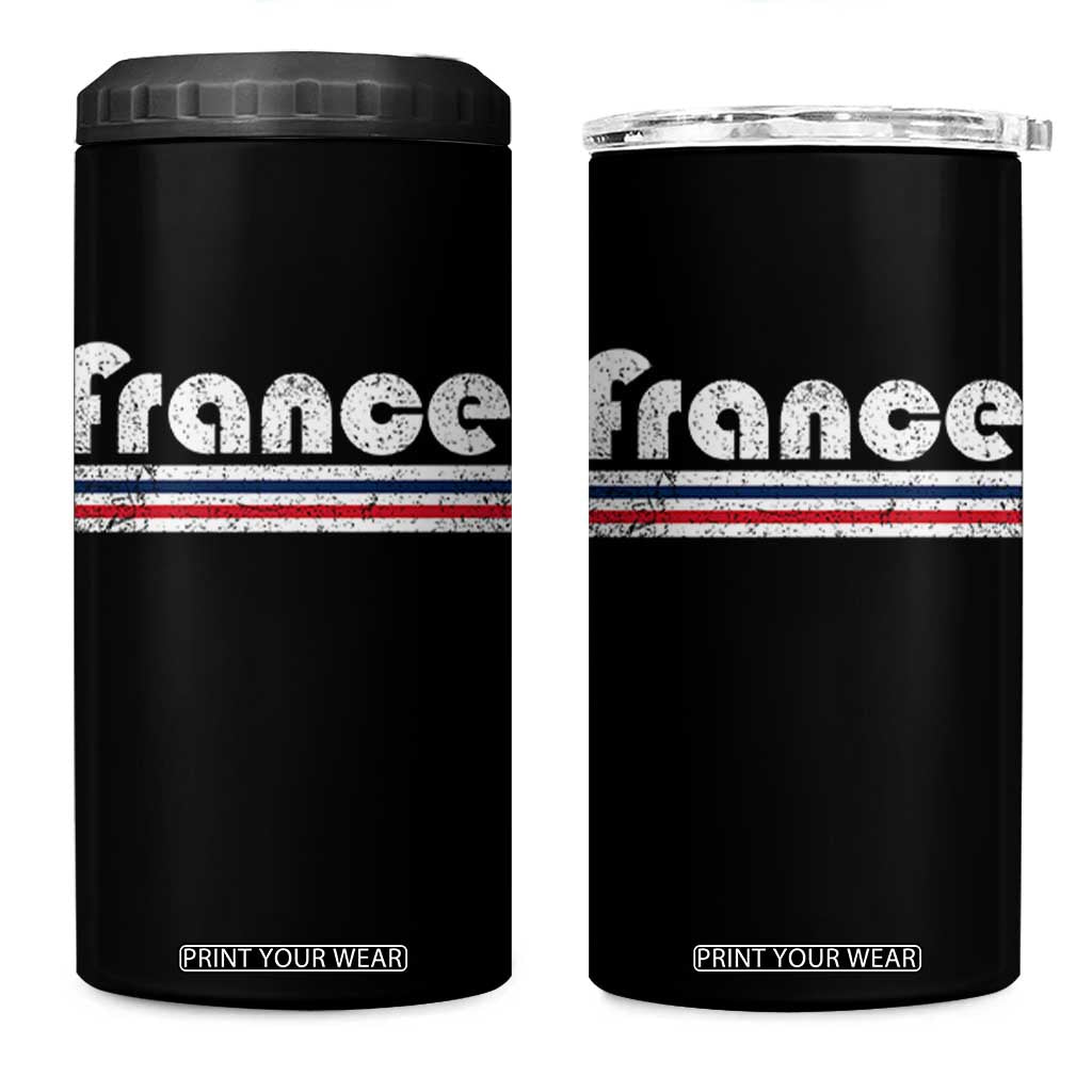 Vintage France Flag Distressed Retro Graphic 4 in 1 Can Cooler Tumbler Patriotic French Heritage Pride Gift TS02 One Size: 16 oz Black Print Your Wear