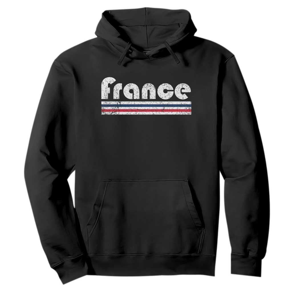 Vintage France Flag Distressed Retro Graphic Hoodie Patriotic French Heritage Pride Gift TS02 Black Print Your Wear