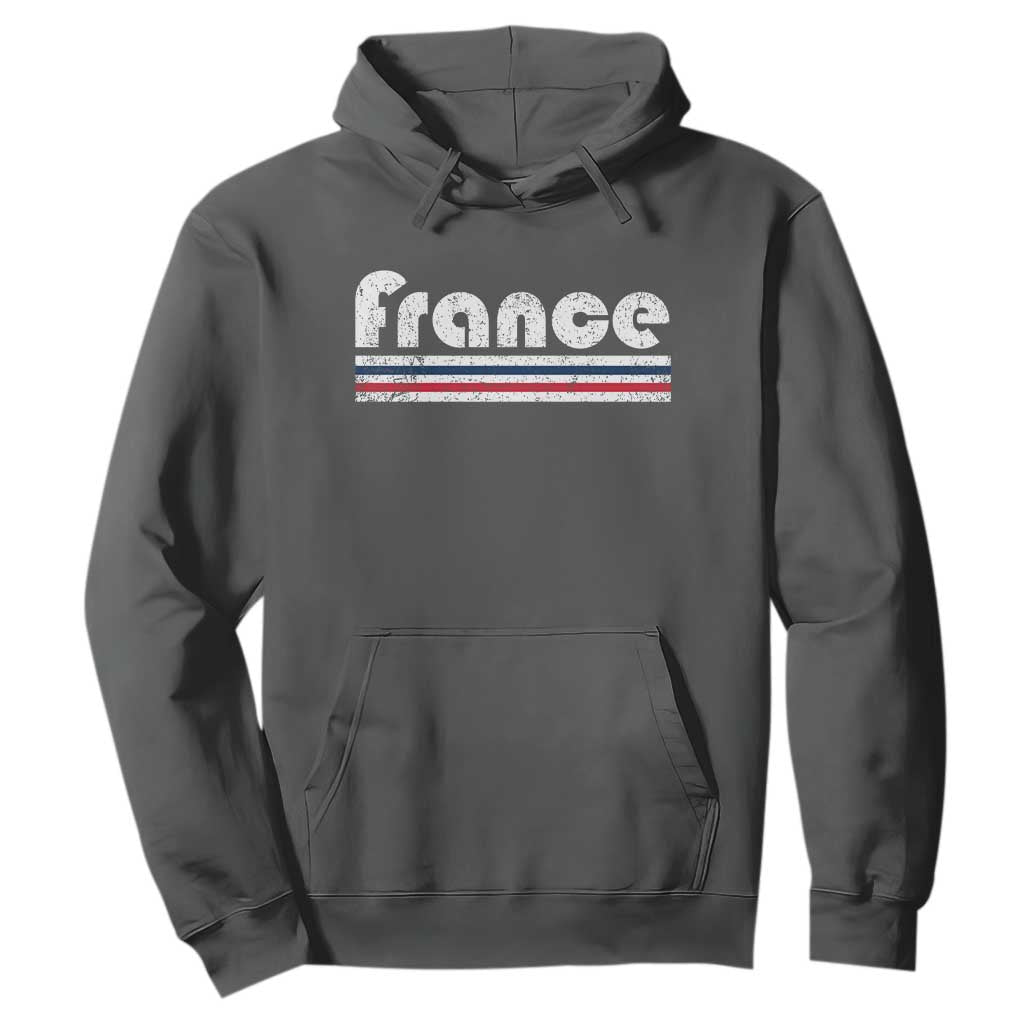 Vintage France Flag Distressed Retro Graphic Hoodie Patriotic French Heritage Pride Gift TS02 Dark Heather Print Your Wear