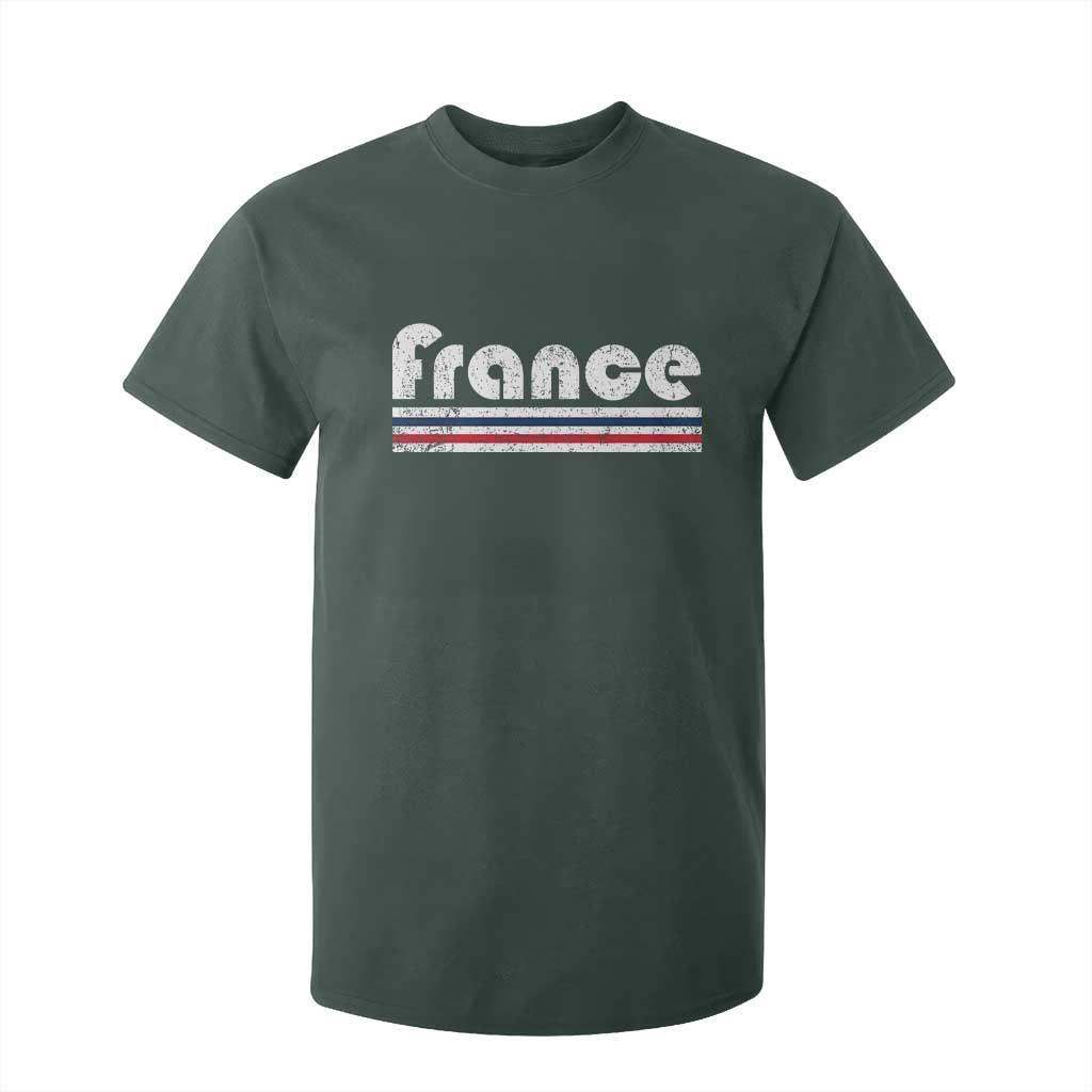 Vintage France Flag Distressed Retro Graphic T Shirt For Kid Patriotic French Heritage Pride Gift TS02 Dark Forest Green Print Your Wear