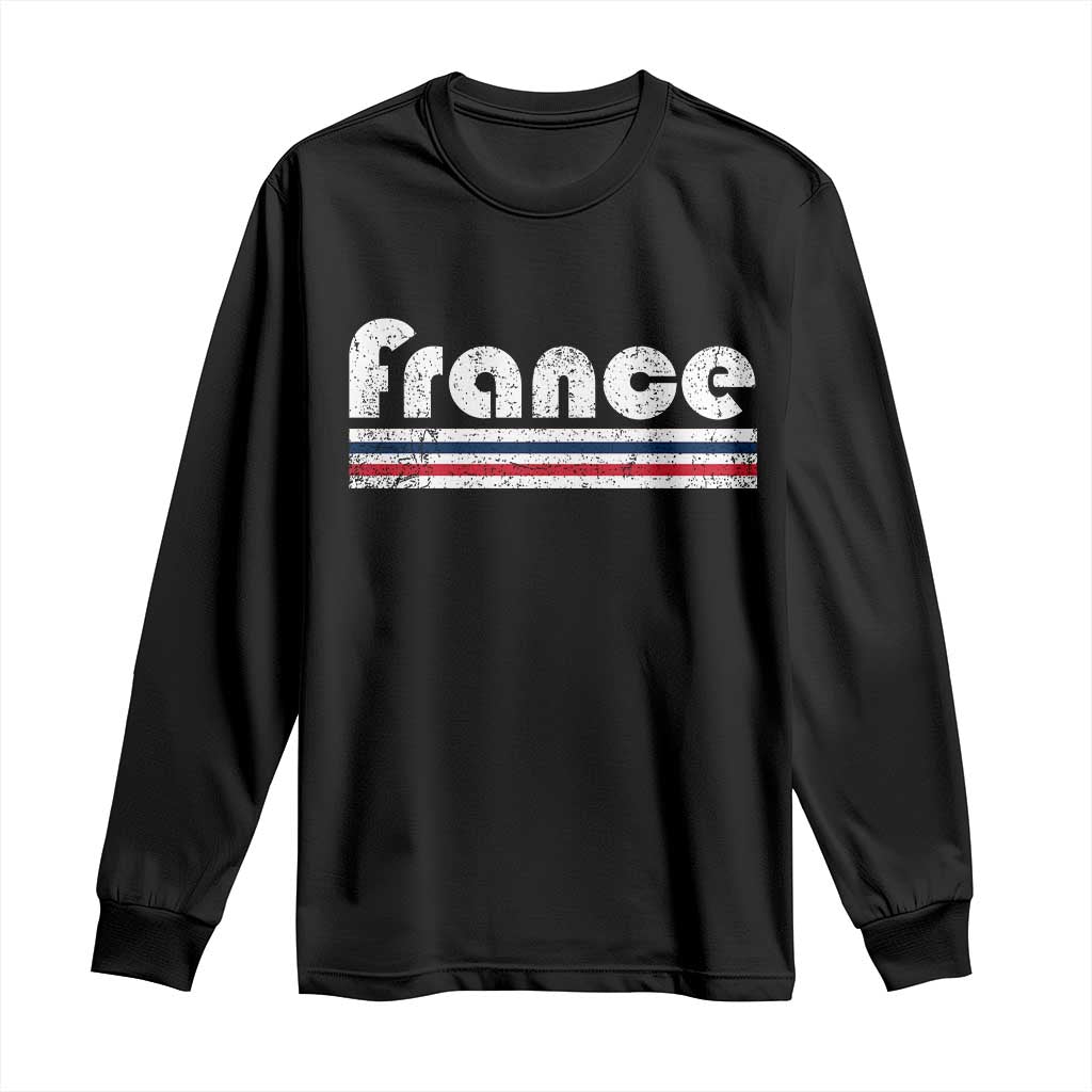 Vintage France Flag Distressed Retro Graphic Long Sleeve Shirt Patriotic French Heritage Pride Gift TS02 Black Print Your Wear