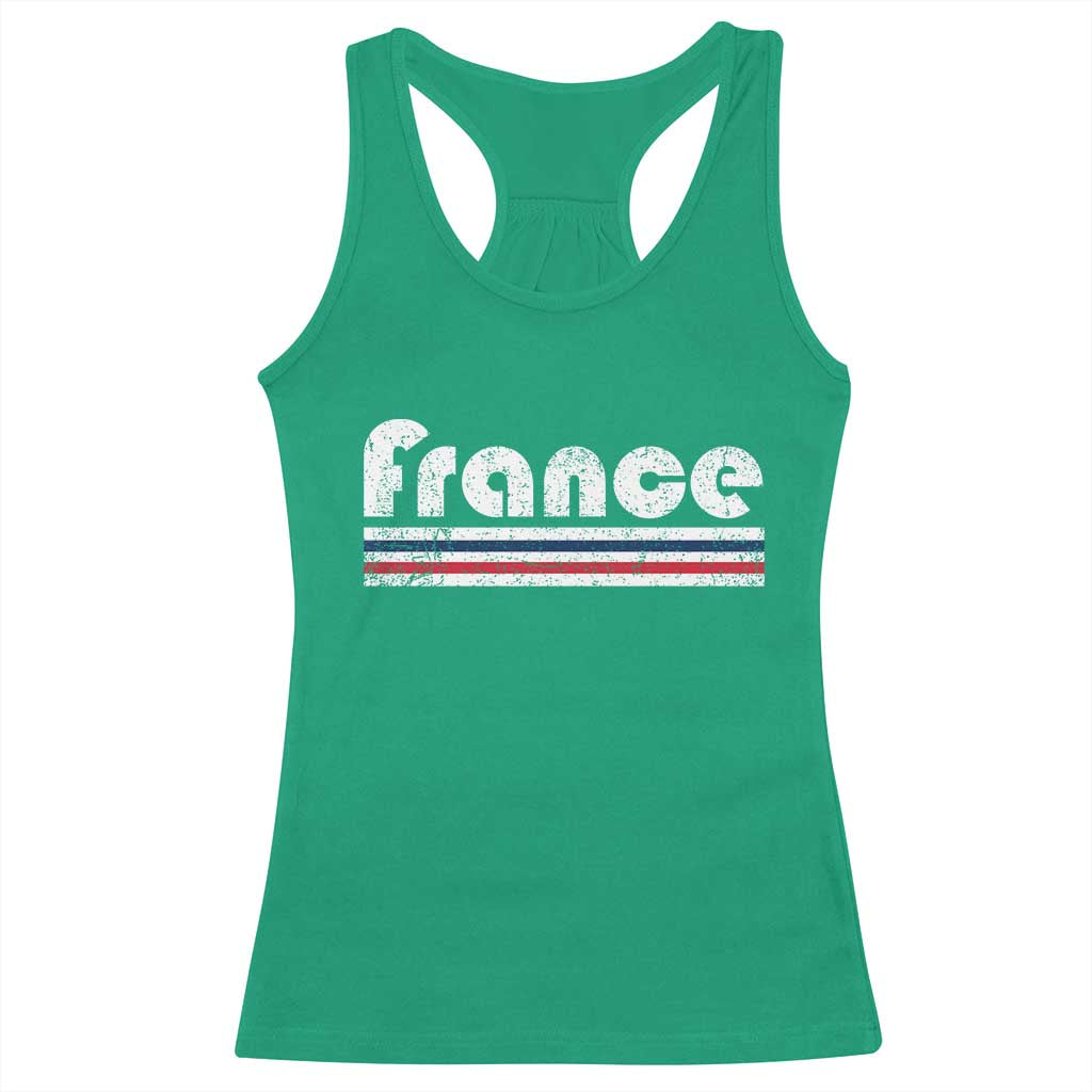 Vintage France Flag Distressed Retro Graphic Racerback Tank Top Patriotic French Heritage Pride Gift TS02 Irish Green Print Your Wear