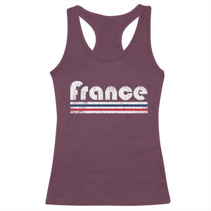 Vintage France Flag Distressed Retro Graphic Racerback Tank Top Patriotic French Heritage Pride Gift TS02 Maroon Print Your Wear