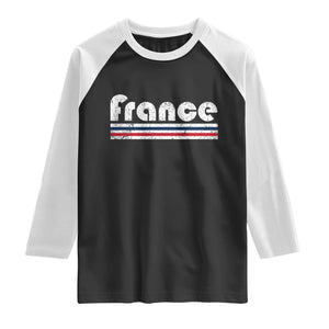Vintage France Flag Distressed Retro Graphic Raglan Shirt Patriotic French Heritage Pride Gift TS02 Black White Print Your Wear