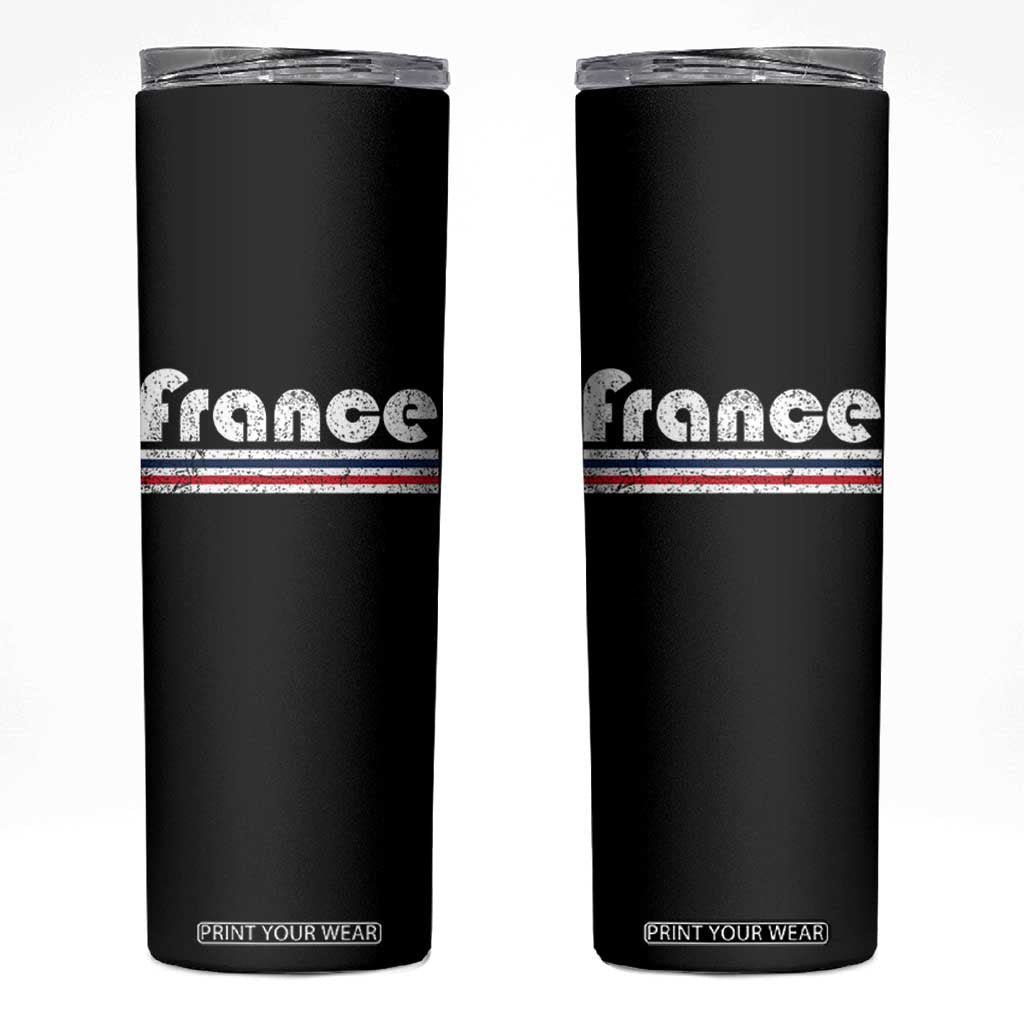 Vintage France Flag Distressed Retro Graphic Skinny Tumbler Patriotic French Heritage Pride Gift TS02 Black Print Your Wear