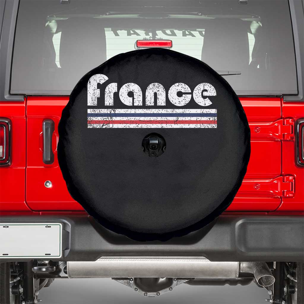 Vintage France Flag Distressed Retro Graphic Spare Tire Cover Patriotic French Heritage Pride Gift TS02 Black Print Your Wear
