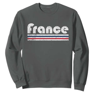 Vintage France Flag Distressed Retro Graphic Sweatshirt Patriotic French Heritage Pride Gift TS02 Dark Heather Print Your Wear