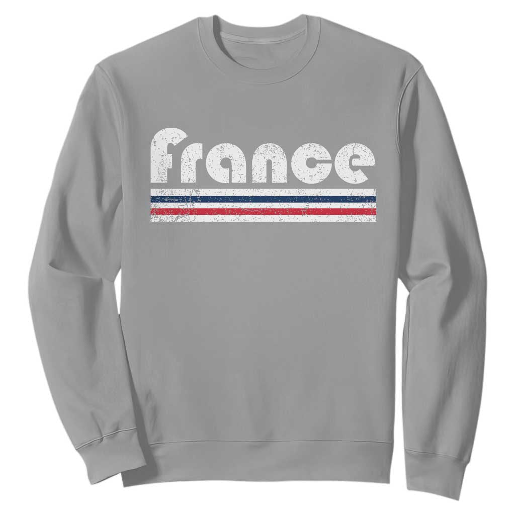 Vintage France Flag Distressed Retro Graphic Sweatshirt Patriotic French Heritage Pride Gift TS02 Sport Gray Print Your Wear