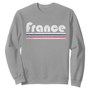 Vintage France Flag Distressed Retro Graphic Sweatshirt Patriotic French Heritage Pride Gift TS02 Sport Gray Print Your Wear