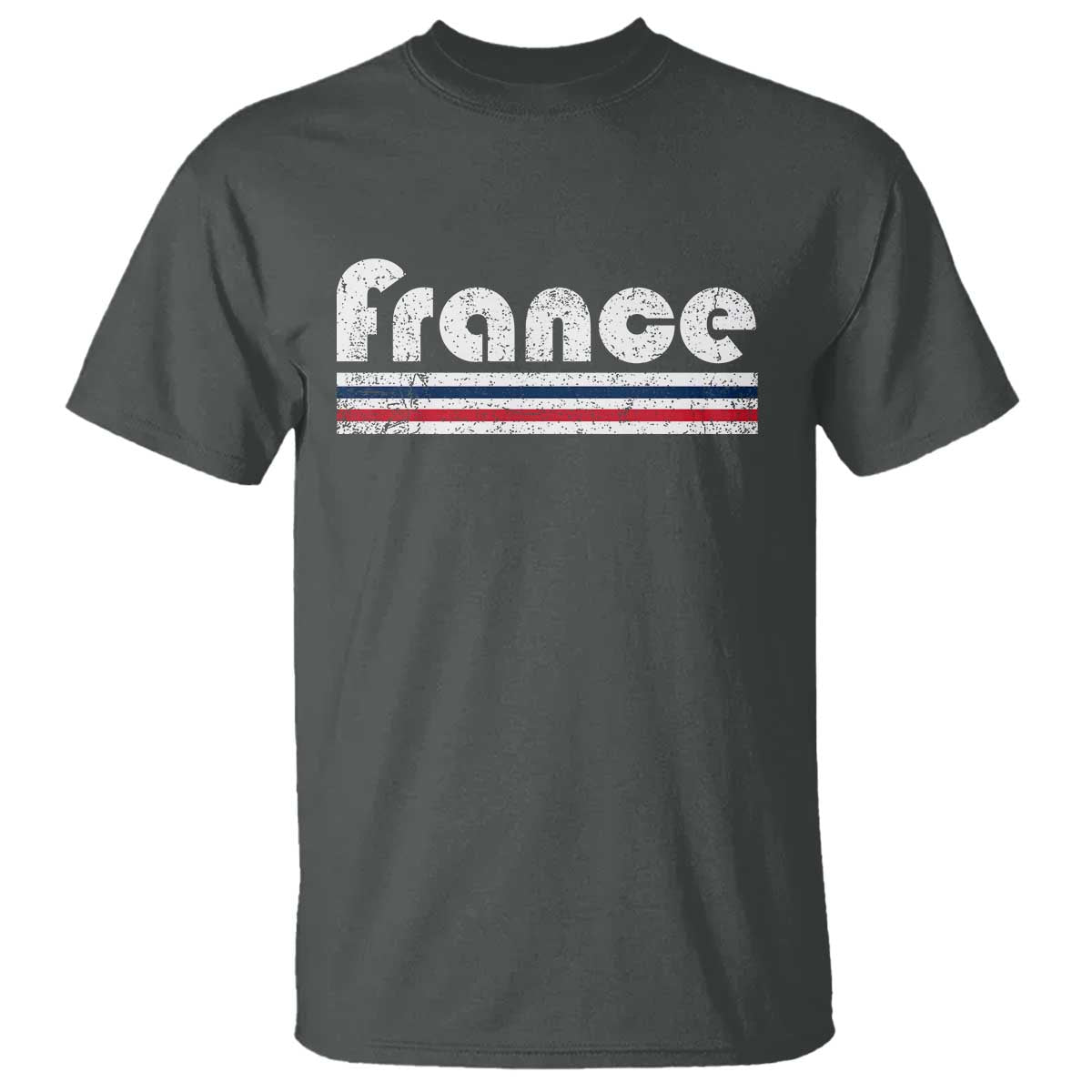Vintage France Flag Distressed Retro Graphic T Shirt Patriotic French Heritage Pride Gift TS02 Dark Heather Print Your Wear