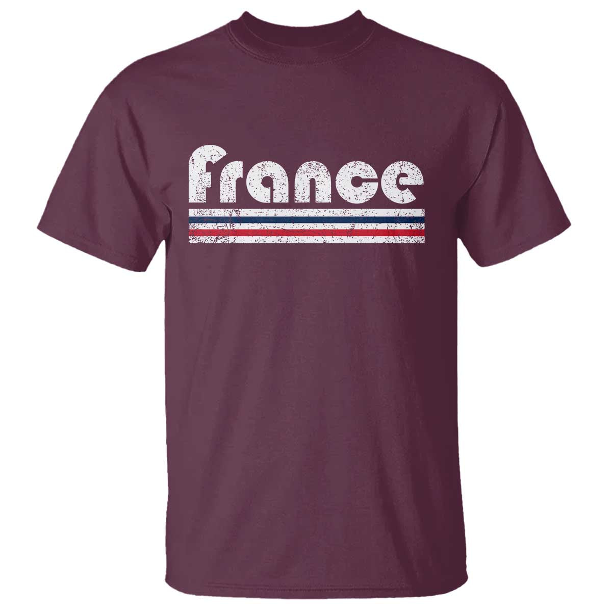 Vintage France Flag Distressed Retro Graphic T Shirt Patriotic French Heritage Pride Gift TS02 Maroon Print Your Wear