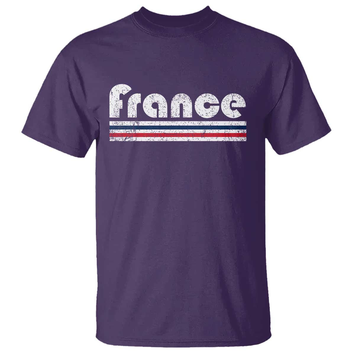 Vintage France Flag Distressed Retro Graphic T Shirt Patriotic French Heritage Pride Gift TS02 Purple Print Your Wear