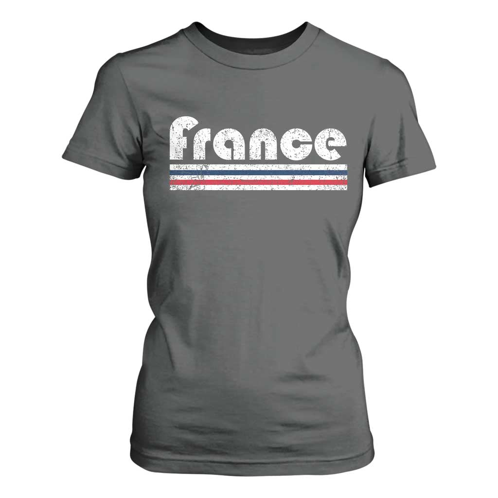 Vintage France Flag Distressed Retro Graphic T Shirt For Women Patriotic French Heritage Pride Gift TS02 Dark Heather Print Your Wear
