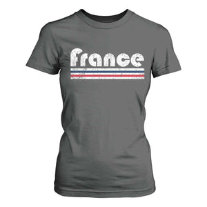 Vintage France Flag Distressed Retro Graphic T Shirt For Women Patriotic French Heritage Pride Gift TS02 Dark Heather Print Your Wear