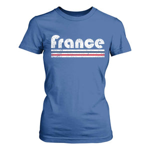 Vintage France Flag Distressed Retro Graphic T Shirt For Women Patriotic French Heritage Pride Gift TS02 Royal Blue Print Your Wear