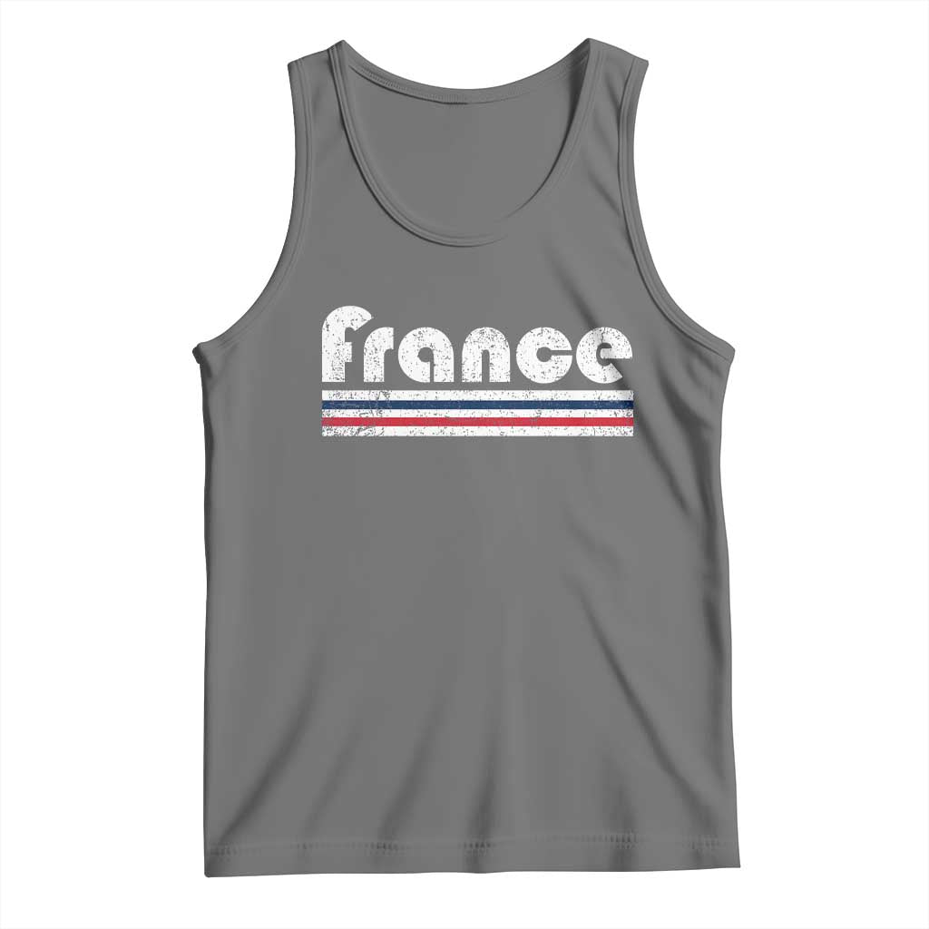 Vintage France Flag Distressed Retro Graphic Tank Top Patriotic French Heritage Pride Gift TS02 Black Heather Print Your Wear