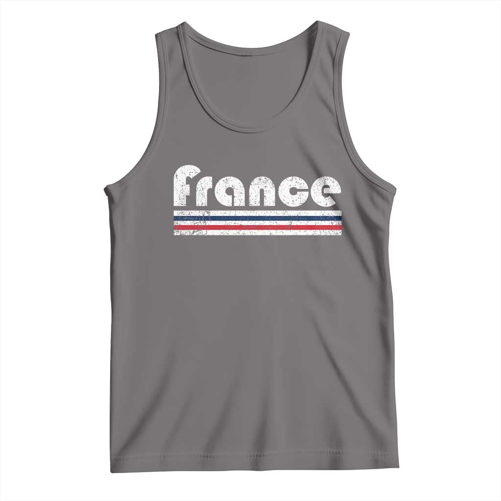 Vintage France Flag Distressed Retro Graphic Tank Top Patriotic French Heritage Pride Gift TS02 Deep Heather Print Your Wear