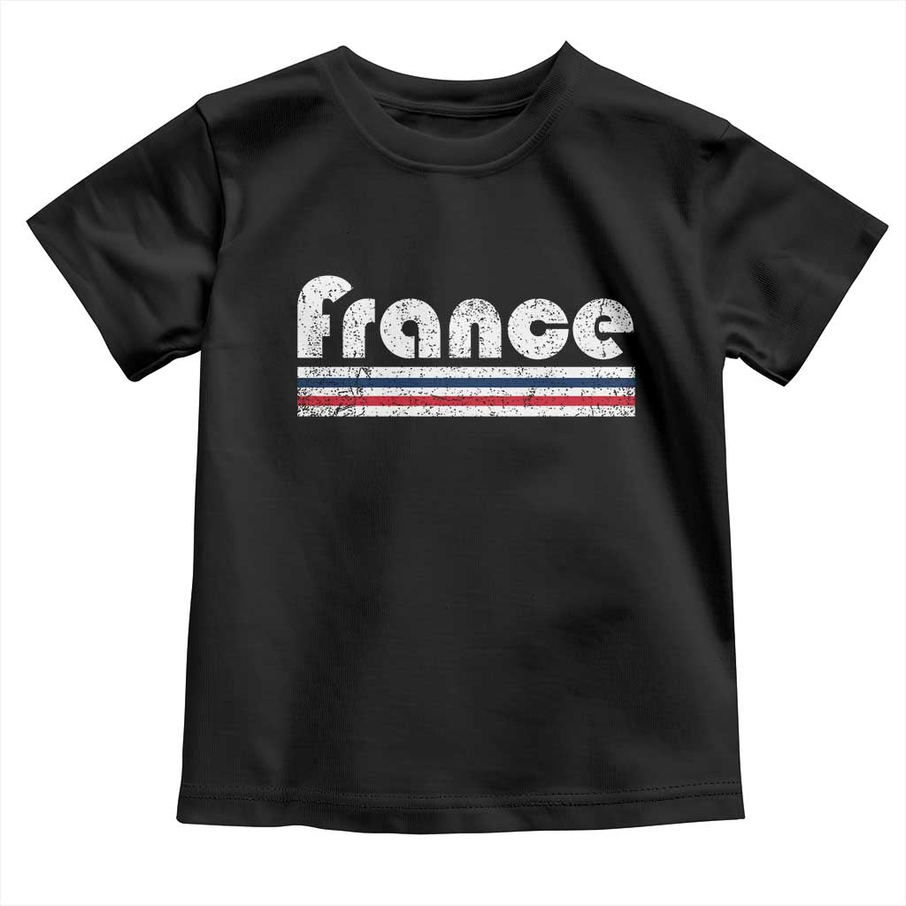 Vintage France Flag Distressed Retro Graphic Toddler T Shirt Patriotic French Heritage Pride Gift TS02 Black Print Your Wear
