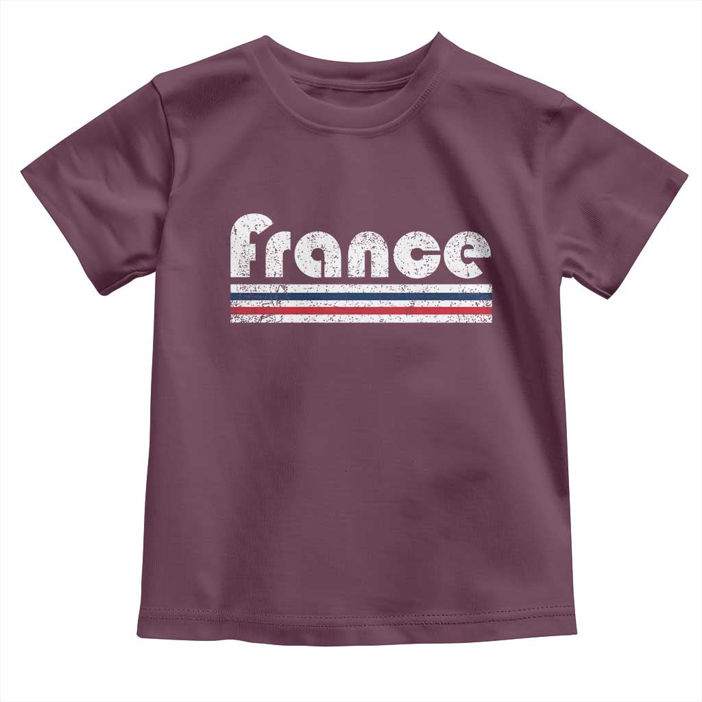 Vintage France Flag Distressed Retro Graphic Toddler T Shirt Patriotic French Heritage Pride Gift TS02 Maroon Print Your Wear