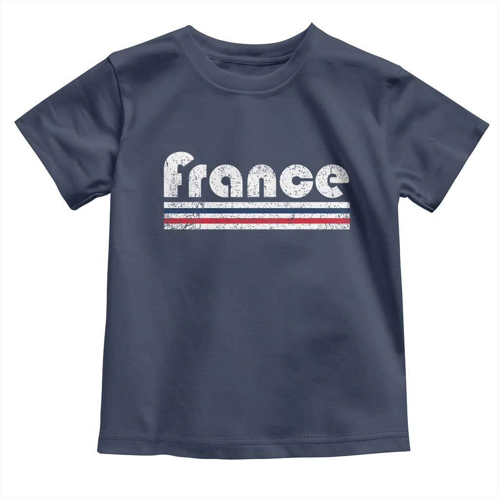 Vintage France Flag Distressed Retro Graphic Toddler T Shirt Patriotic French Heritage Pride Gift TS02 Navy Print Your Wear