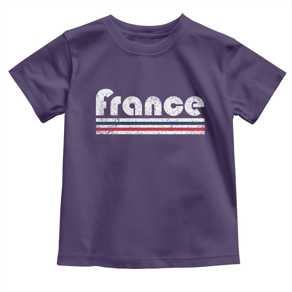 Vintage France Flag Distressed Retro Graphic Toddler T Shirt Patriotic French Heritage Pride Gift TS02 Purple Print Your Wear