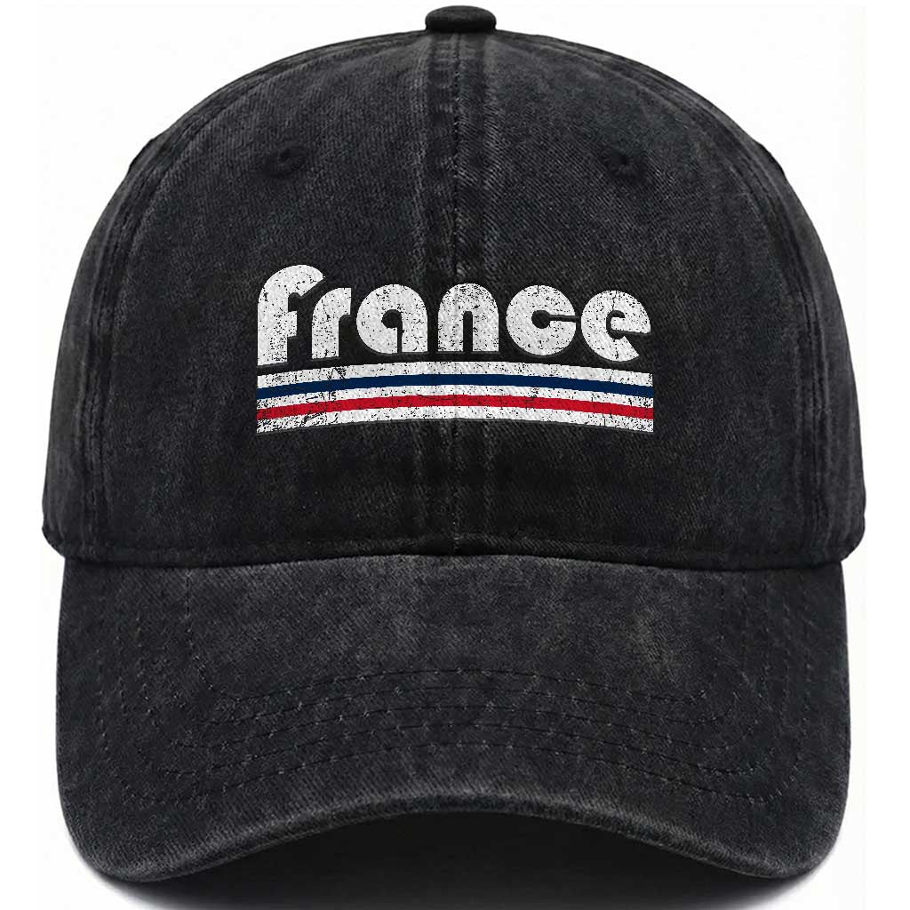 Vintage France Flag Distressed Retro Graphic Washed Cotton Baseball Cap Patriotic French Heritage Pride Gift TS02 Print Your Wear