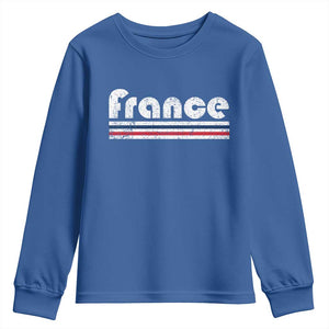 Vintage France Flag Distressed Retro Graphic Youth Sweatshirt Patriotic French Heritage Pride Gift TS02 Royal Blue Print Your Wear