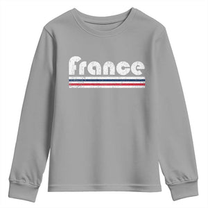 Vintage France Flag Distressed Retro Graphic Youth Sweatshirt Patriotic French Heritage Pride Gift TS02 Sport Gray Print Your Wear
