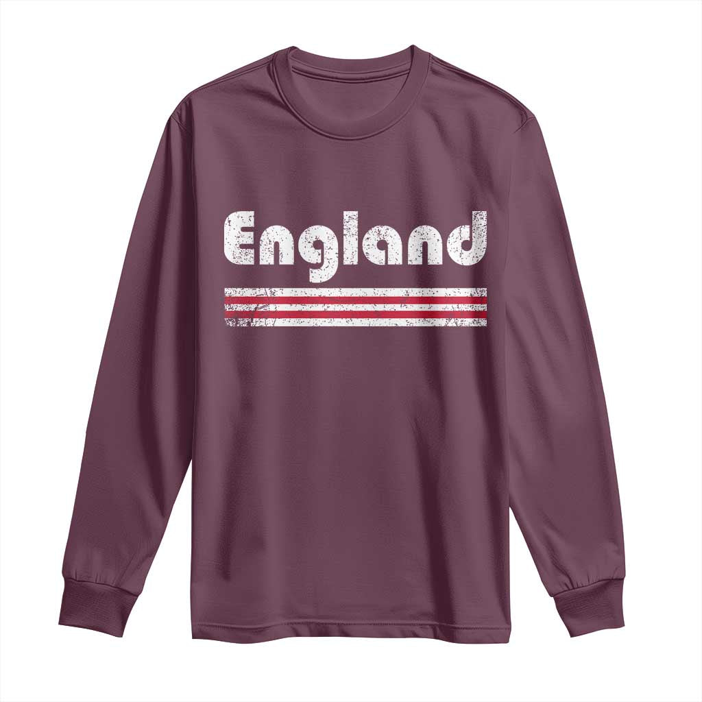 Vintage England Retro Distressed Graphic Long Sleeve Shirt Patriotic English Heritage Pride Souvenir TS02 Maroon Print Your Wear