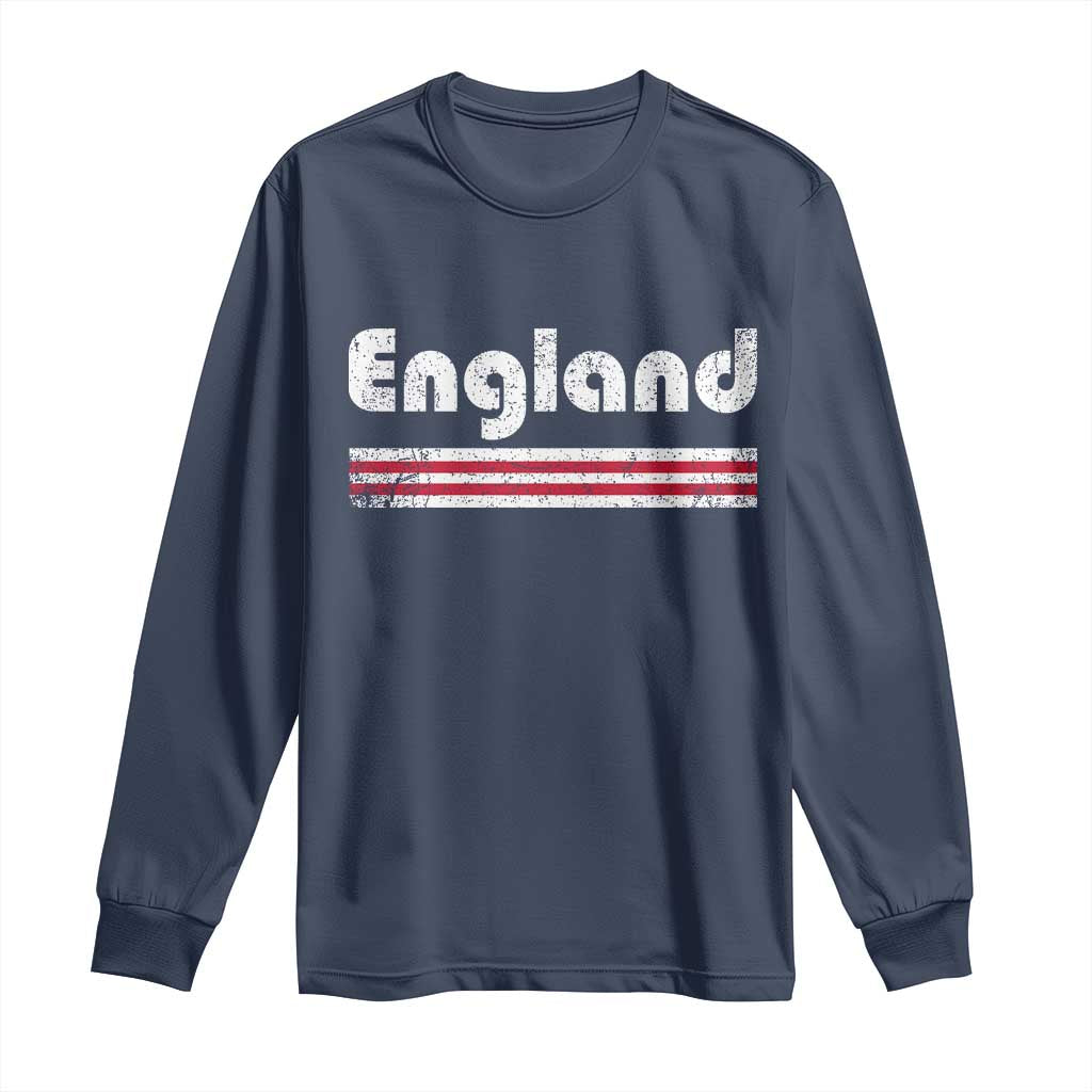 Vintage England Retro Distressed Graphic Long Sleeve Shirt Patriotic English Heritage Pride Souvenir TS02 Navy Print Your Wear