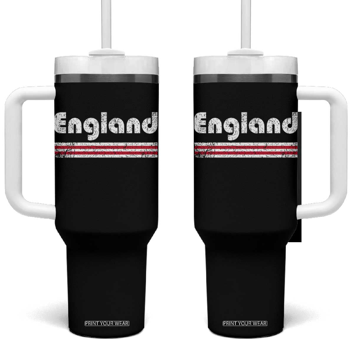Vintage England Retro Distressed Graphic Tumbler With Handle Patriotic English Heritage Pride Souvenir TS02 One Size: 40 oz Black Print Your Wear