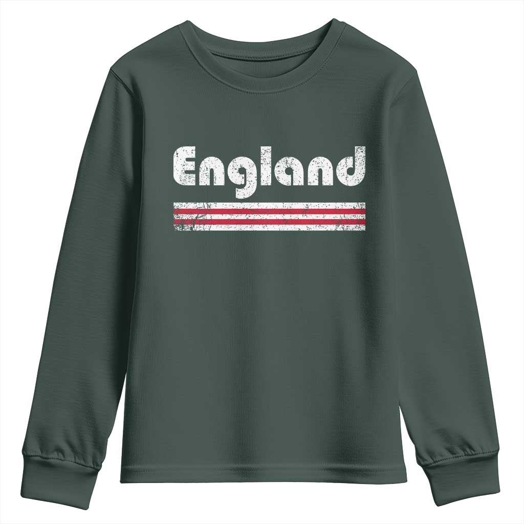 Vintage England Retro Distressed Graphic Youth Sweatshirt Patriotic English Heritage Pride Souvenir TS02 Dark Forest Green Print Your Wear