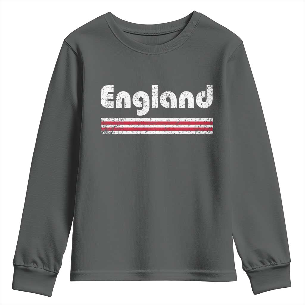 Vintage England Retro Distressed Graphic Youth Sweatshirt Patriotic English Heritage Pride Souvenir TS02 Dark Heather Print Your Wear