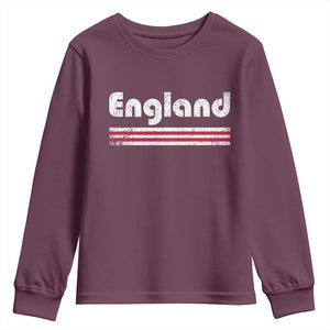 Vintage England Retro Distressed Graphic Youth Sweatshirt Patriotic English Heritage Pride Souvenir TS02 Maroon Print Your Wear