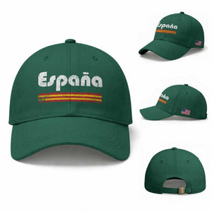 Vintage Espana Espanol Retro Distressed Graphic Baseball Cap Patriotic Spanish Spain Flag Heritage Pride Souvenir TS02 Baseball Cap Universal Fit Irish Green Print Your Wear
