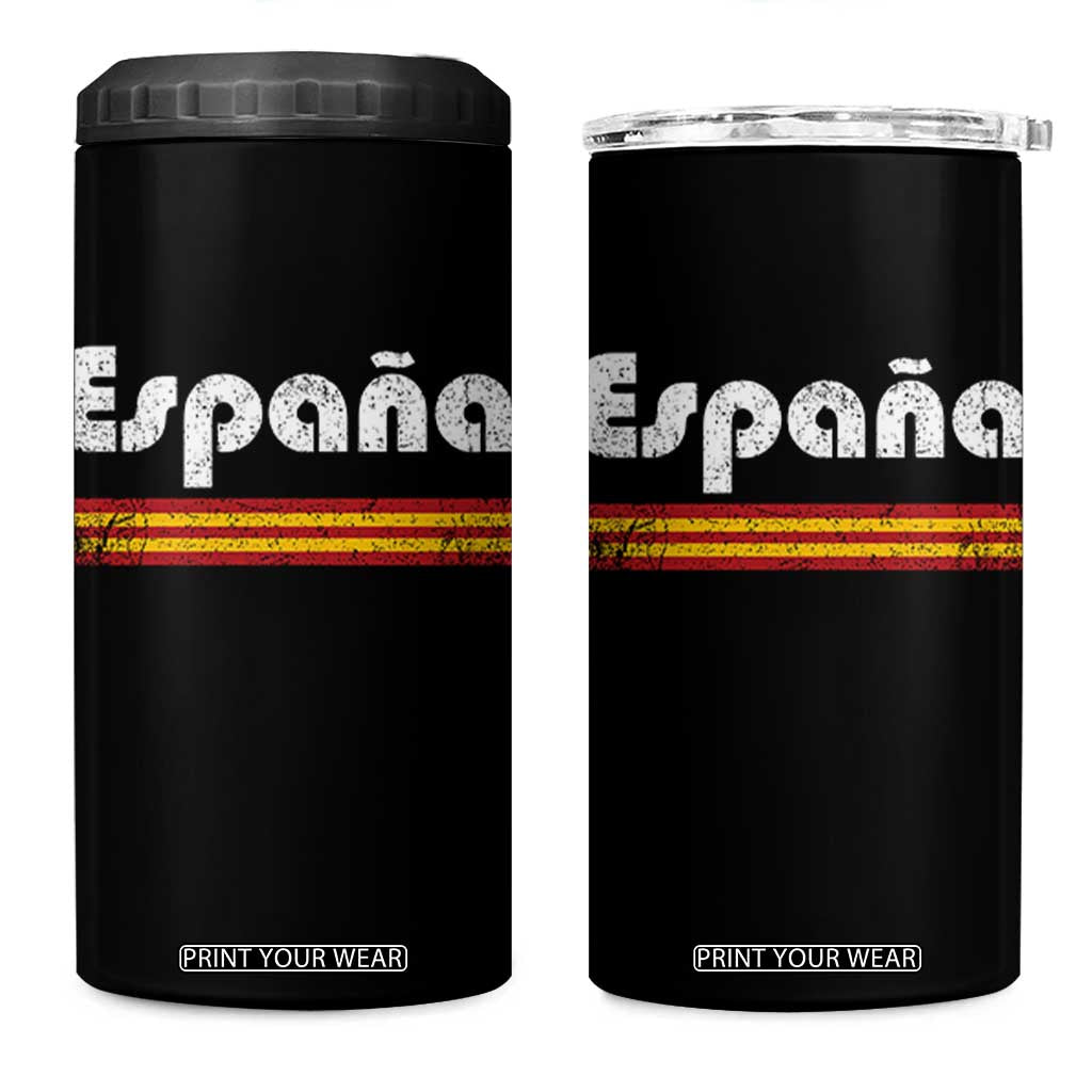 Vintage Espana Espanol Retro Distressed Graphic 4 in 1 Can Cooler Tumbler Patriotic Spanish Spain Flag Heritage Pride Souvenir TS02 One Size: 16 oz Black Print Your Wear