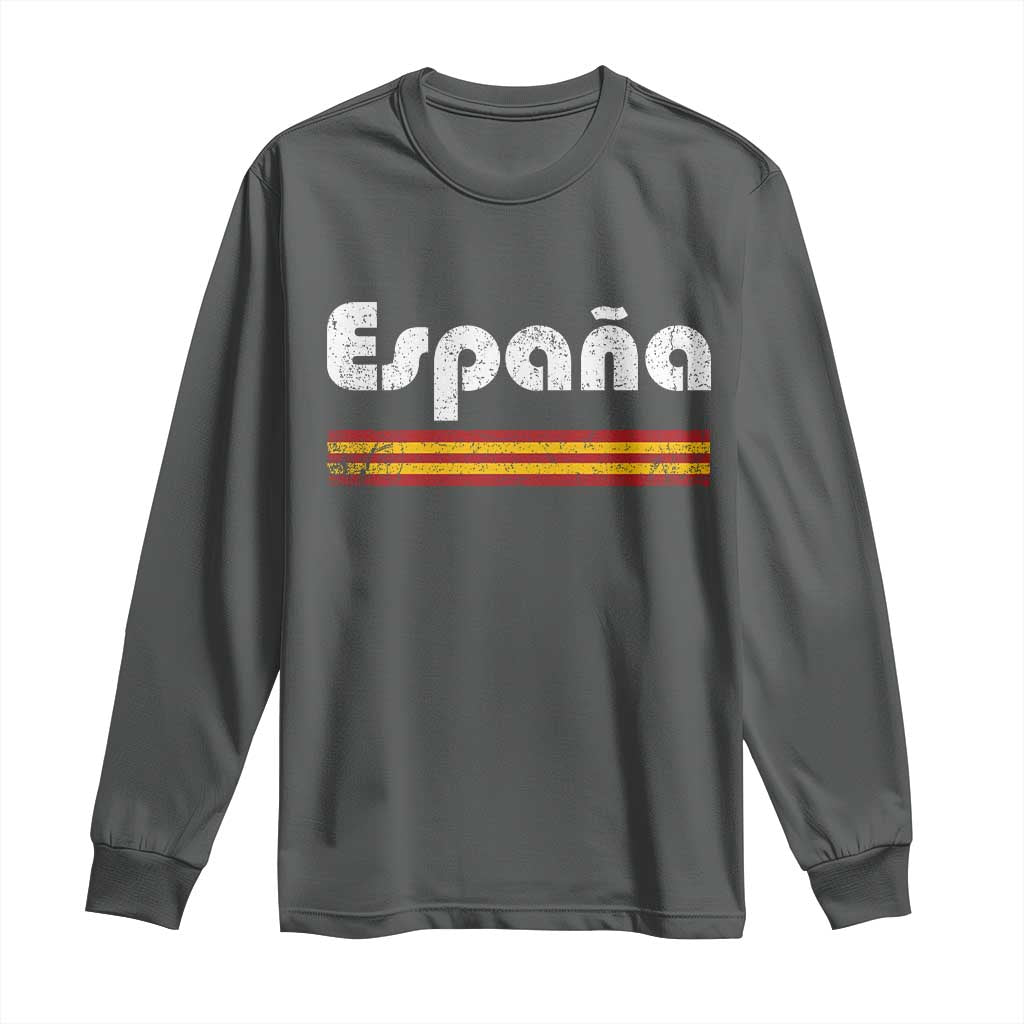 Vintage Espana Espanol Retro Distressed Graphic Long Sleeve Shirt Patriotic Spanish Spain Flag Heritage Pride Souvenir TS02 Dark Heather Print Your Wear