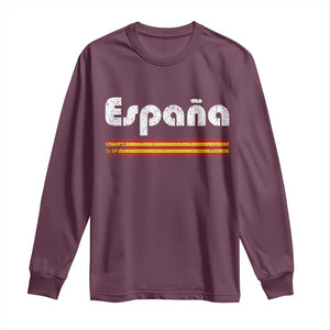 Vintage Espana Espanol Retro Distressed Graphic Long Sleeve Shirt Patriotic Spanish Spain Flag Heritage Pride Souvenir TS02 Maroon Print Your Wear