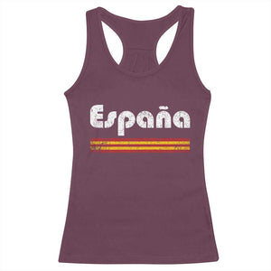 Vintage Espana Espanol Retro Distressed Graphic Racerback Tank Top Patriotic Spanish Spain Flag Heritage Pride Souvenir TS02 Maroon Print Your Wear