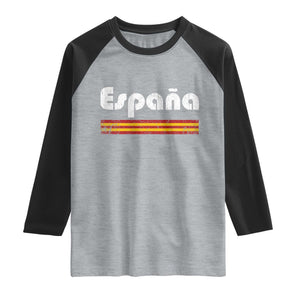 Vintage Espana Espanol Retro Distressed Graphic Raglan Shirt Patriotic Spanish Spain Flag Heritage Pride Souvenir TS02 Heather Gray Black Print Your Wear